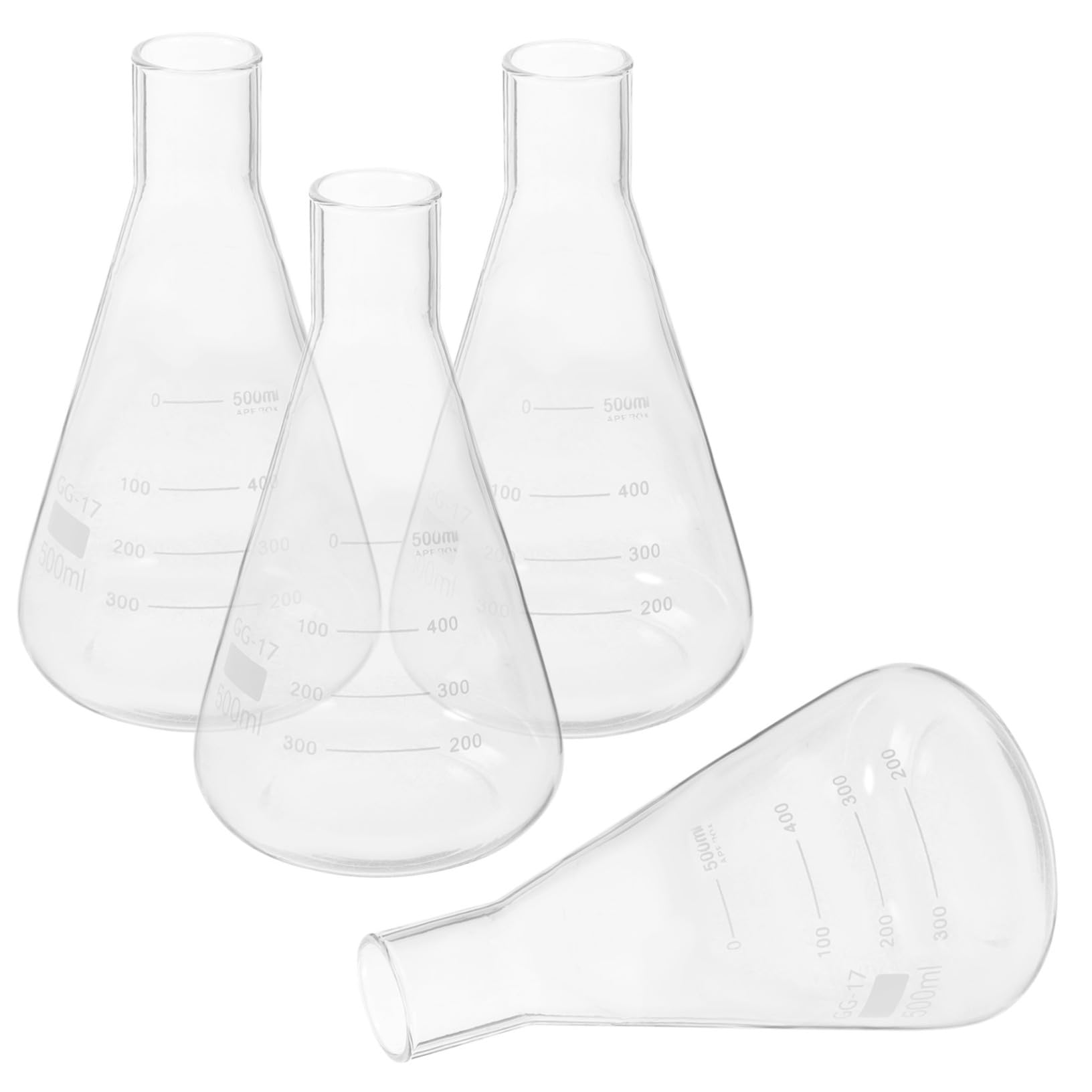 HEALEEP Thickened Conical Flask Set 4pcs Flasks Bulk Test Tubes Borosilicate Glass for School Experiments
