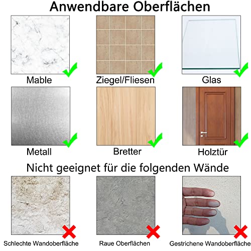 Klebehaken Charfia, 8 Stück, 15 kg Tragkraft, selbstklebend