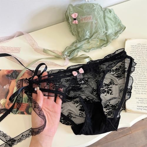 Premium Lace Underwear for Teen Girls Satin Bikini Panties for Schoolgirls Cute Frill Trim Low-rise Briefs2