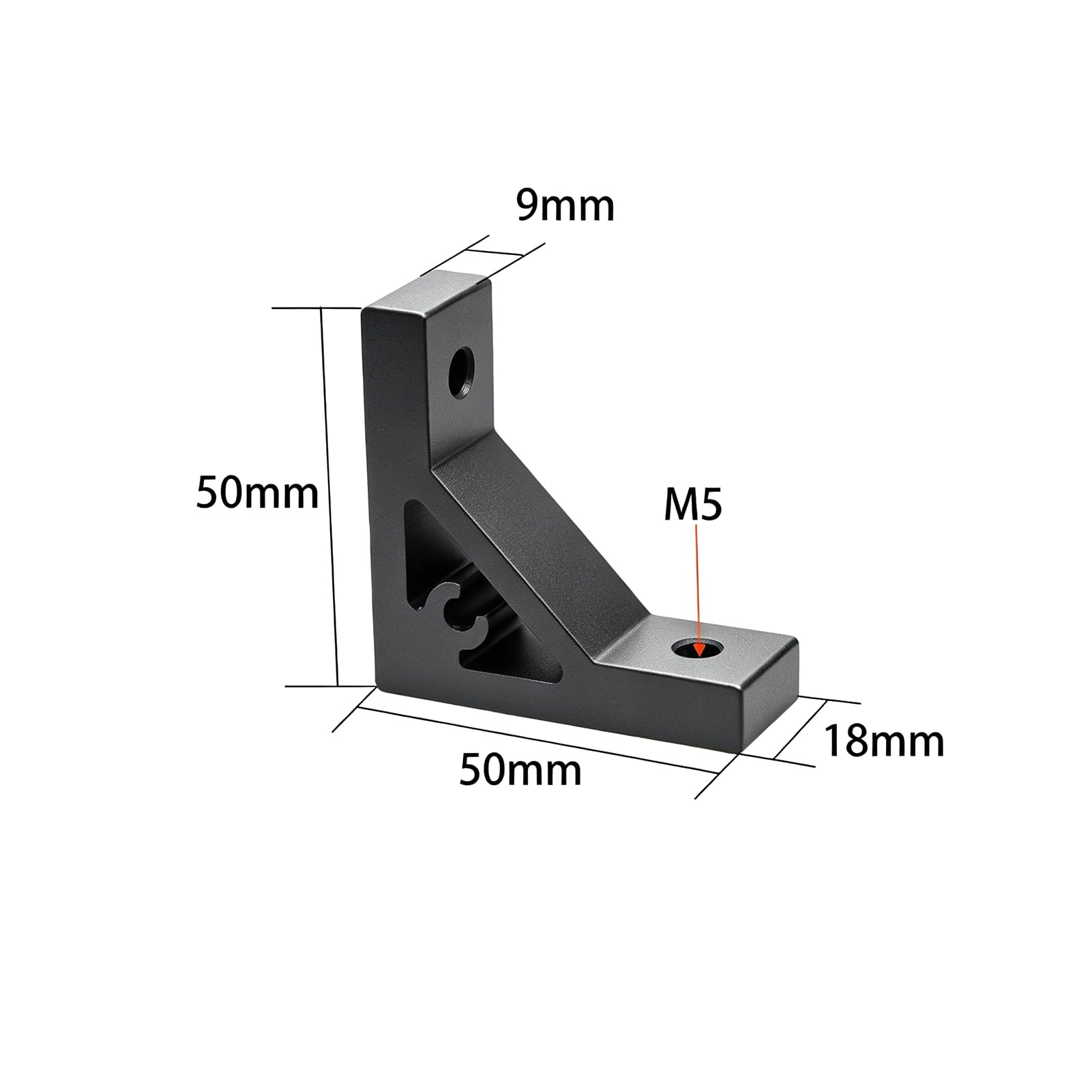 Iverntech Eckwinkel für 2020 Aluminium-Extrusion, 20er-Serie, Aluminiumprofil, 2-Loch-Inneneckwinkel mit 32 M5-Schrauben + 32 T-Muttern + 1 Schraubenschlüssel, Schwarz, 16 Stück