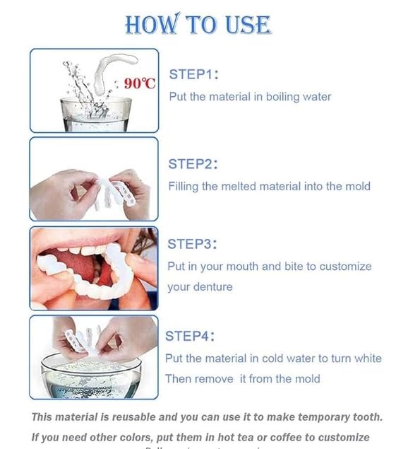 2 Pairs, Temporarily Adjustable for Men and Women, Regain Confidence Smile, Nature and Comfortable(White)