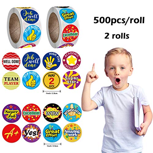 Beloningsstickers voor kinderen,1000 beloningssticker,16 verschillende ontwerpen, 1 inch schoolstickers, leuke stickers… - Image 4