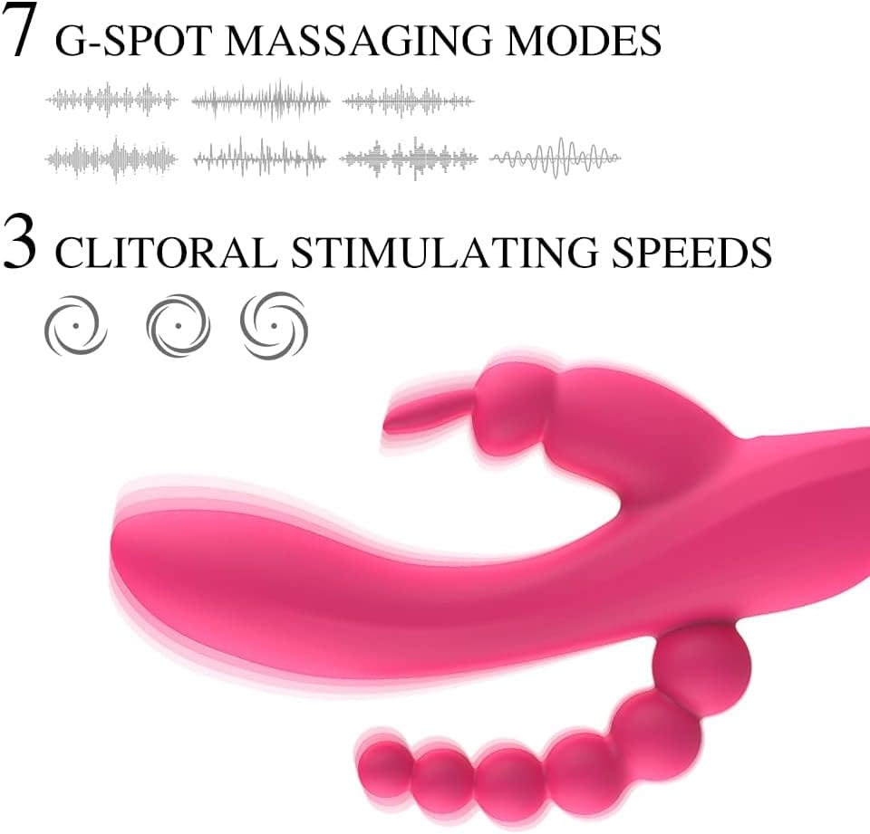 Rabbit Viboators for Woman 7X Vibration & 3X Speed, Rabbit Shape Clitotial Stimulator Tool Rose Pink Y09M