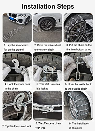 Snow Chains Universal Tire Traction Chain Anti-Skid Chains For Passenger Cars Pickups And Suvs Set Of 2 Emergency Snow Tire Chains #TOP4