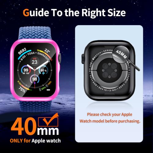 idudu 2 Pack Case for Apple Watch Screen Protector SE 3(2025) SE 2/SE/Series 4 5 6 40mm with Tempered Glass | Slim Guard Bumper | Full Coverage Hard PC Protective Cover | Compatible iWatch 40mm - image 2