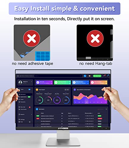27 Inch Computer Privacy Screen Filter For 16:9 Widescreen Monitor, Removable Eye Protection Anti Glare Blue Light Filter Privacy Shield, Anti Scratch Anti Spy Screen Protector Film 27 In #TOP1