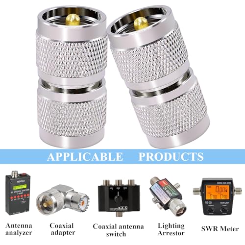 CNARIO 2PCS PL259 Conector UHF Macho a UHF Macho miniatura 6