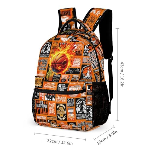 Basketball Backpack for Kids Girls Boys School, 16 Inches Ball Bookbag, Colorful Sport Ball Backpack for School2
