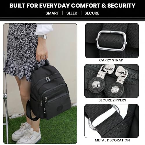 Image of TS WITH TECHSUN Stylish Lightweight Water Resistant Backpack for Women Girls | Anti-Theft Adjustable Shoulder Strap Bag | Multipocket Daypack for Travel, Shopping, Office, Outdoor, Work