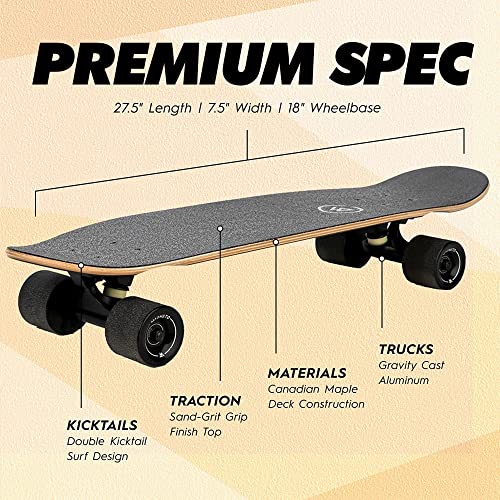 Magneto Mini Cruiser Skateboard Cruiser | 27.5" X 7.5" | Short Board | Canadian Maple Deck - Designed For Kids, Teens And Adults (Tiki) #TOP5