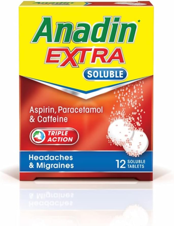 Extra Soluble Aspirin, Paracetamol and Caffeine, Pack of 12