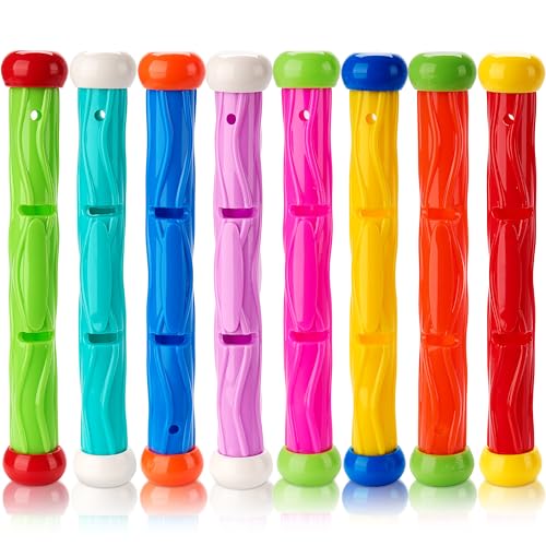 JOYIN Diving Sticks Pool Toys, 8 Pcs Underwater Training Pool Dive Stick for Kids, Colorful Swimming Toy Sinking Throwing Sticks for Kids Gifts Summer Swim Training Water Fun Pool Games(Sticks)