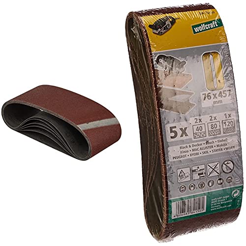 Bande abrasive Wolfcraft 76x457 mm lot de 11 bandes ponçage grain 40 80 120