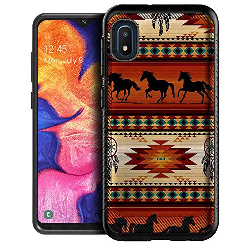 CasesOnDeck Fitted Compatible with [Samsung Galaxy A10e / A10e Case] [Embossed Duo] Black Dual Layer Case with Design (Western Horse Tribal)