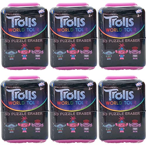Bulls i Toy Trolls World Tour 3D Puzzle Palz Erasers - Lot of 6 Capsules