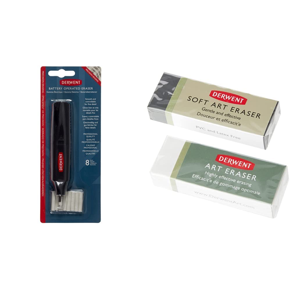 Derwent Battery Operated Eraser with 8 Replacement Erasers Dual Eraser