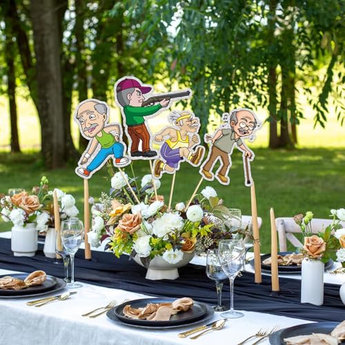 Image of Set of 16 Old Lady Table Centerpiece Sticks,Elder Party Decoration Supplies,Happy Mother's Day Centerpiece, Mother' Birthday Party Decor,Grandma Birthday Photo Prop Gifts.