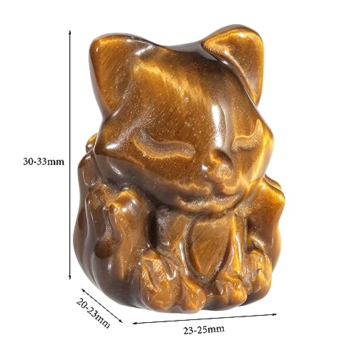 mookaitedecor Tiger's Eye Mini Good Luck Pocket Crystal Fox Figurine Statue - Image 2