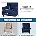 H.VERSAILTEX 2 Piece Stretch Jacquard Wingback Chair Covers Slipcovers Wing Chair Covers (Base Cover Plus Seat Cushion Cover) Furniture Covers for Wingback Chairs, Form Fitted Thick Soft, Navy