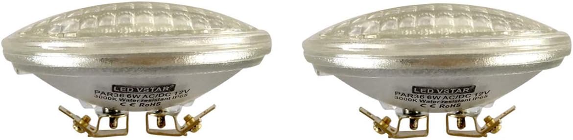 VSTAR LED PAR36 Bulb 6W 650-750lm(35W Halogen Equivalent),3000K Warm White,Water Resistant,Non-dimmable,2 Pack