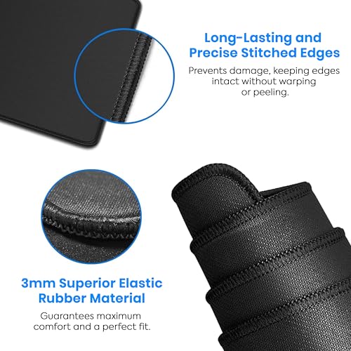 Image of Storite 700x300x2mm Extended Gaming Mouse Pad - Non-Slip Rubber Base, Stitched Edges, Water-Resistant Surface - Black