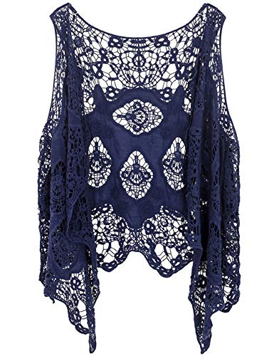 PUWEI Women's Open Front Crochet Bohemian Hippie...