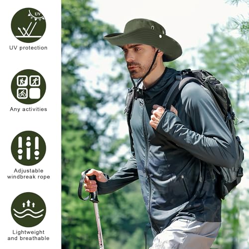 TAGVO Regenhut für Damen Herren,Wasserdichter Faltbar Bucket Hat UV-Schutz Outdoor Fischerhut, Schnell Trocknend und Atmungsaktiv Safari Hut Cowboy Hut Stil Sonnenhut für Camping Wandern Fischen