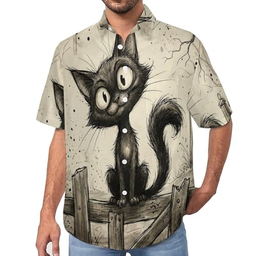 Chemise de plage chat noir gothique fluide pour rester frais avec un style dark