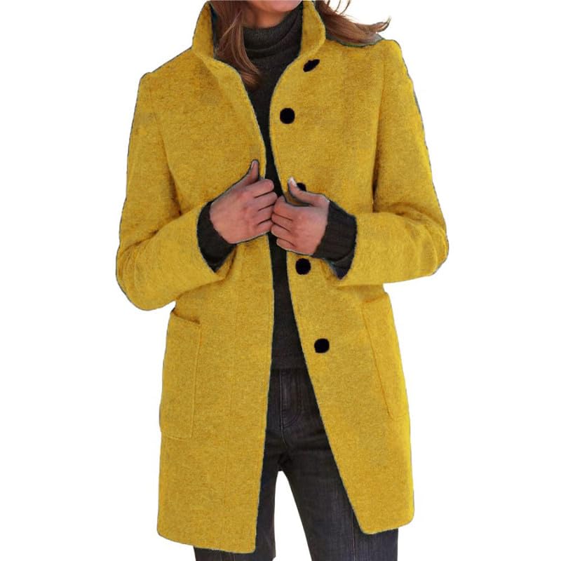 Women's Long Wool Coat Winter Stand Collar Single Breasted Woolen Jacket for Cold Weather-image-26