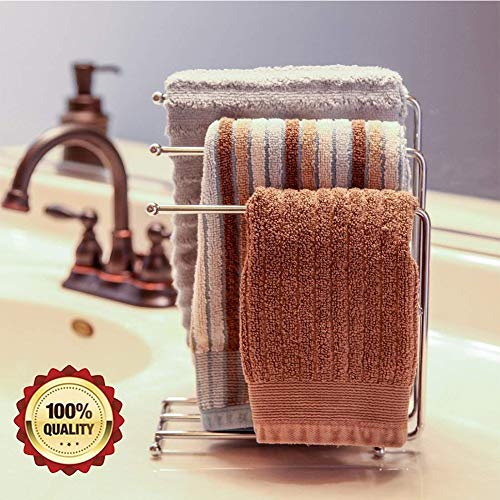 M-TOP Towel Valet for Bathroom Countertop, Freestanding Towel Rack Stainless Steel, 3 Tier