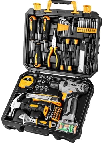 DEKO Complete Tool Box with Electric Screwdriver/Drill with 8V Ba...