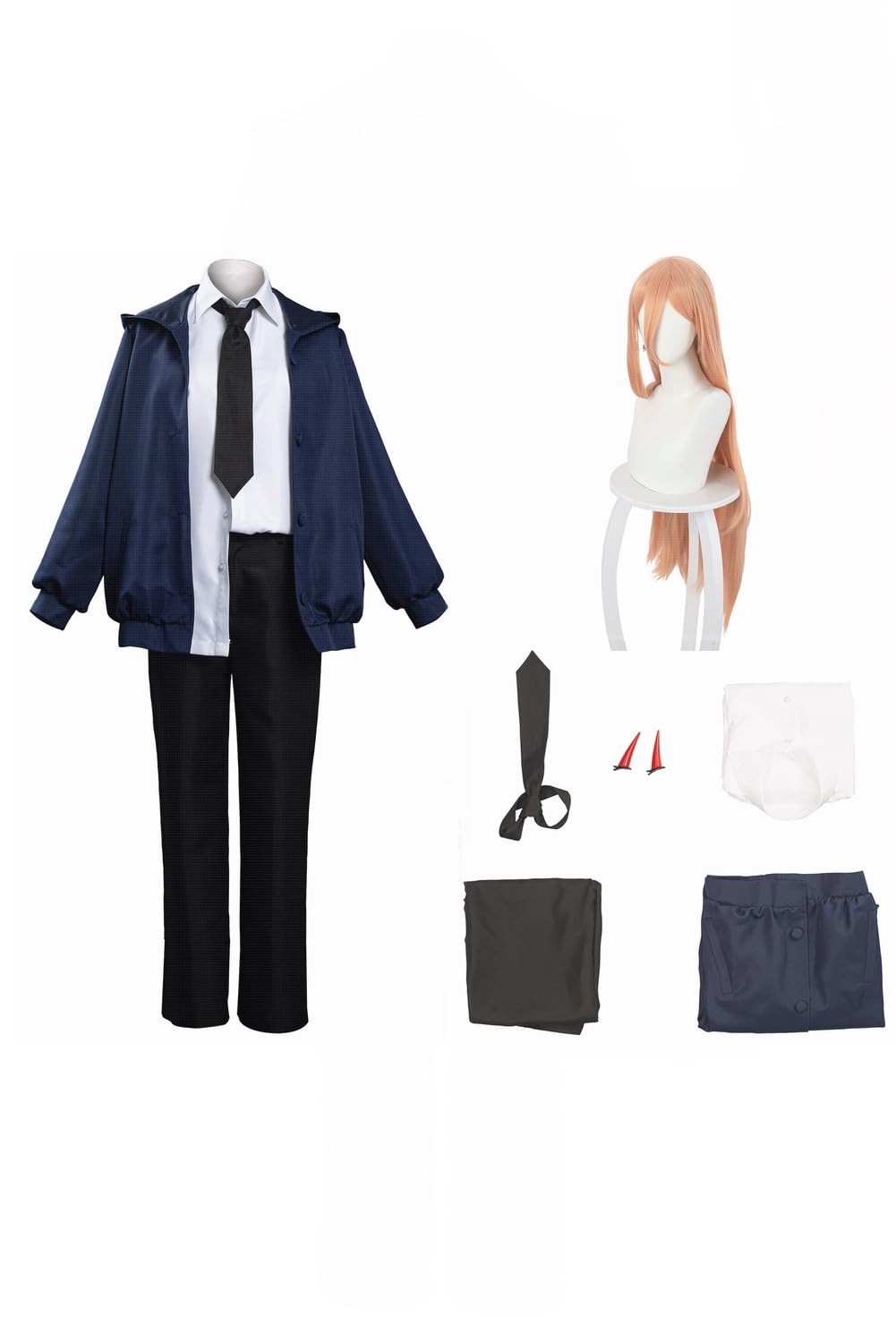 Alleyon Makima Chainsaw Cosplay Costume Power Mitaka Suit Anime Devil Outfit Halloween Power Wigs Set XL
