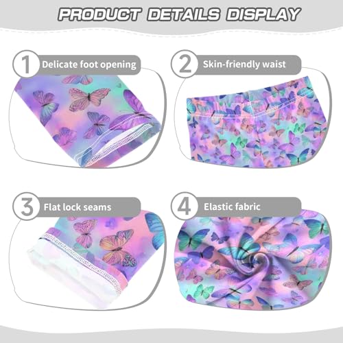 Butterfly Print Girls Leggings Kids Yoga Pants Athletic Tights Pants 4-10 Years3