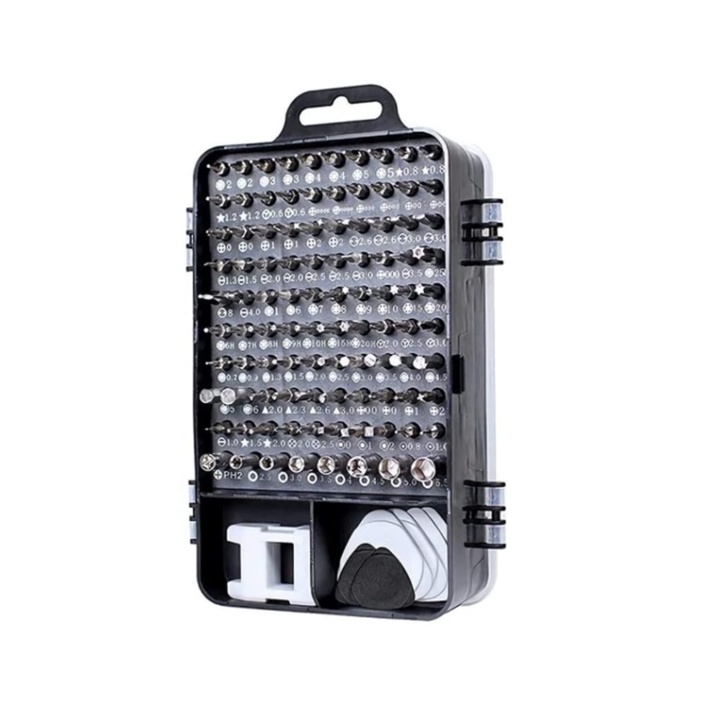 Kit di Strumenti di precisione magnetici Fai-da-Te 115 in 1 per Occhiali, PC, Laptop, Orologio Digitale Nero