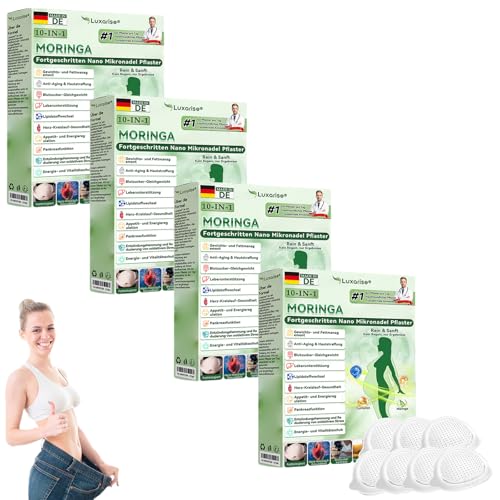 Luxarise Moringa NAD+ 10-IN-1 fortgeschritten Nano Mikronadel Plaster, luxuriöse Fortgeschrittenes Hautpflege-Pflaster mit Moringa-Extrakt, Nano-Mikronadelpflaster für Damen & Herren (4Boxes)