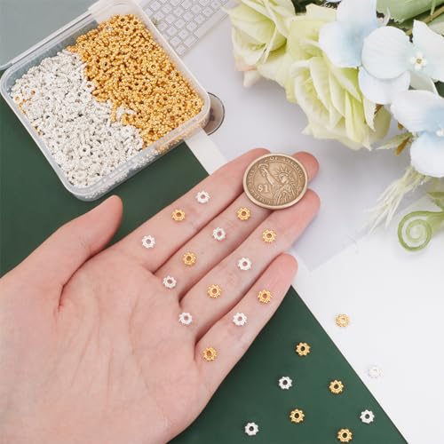 PH PandaHall 500PCS Tibetan Flower Spacer Beads - Image 3