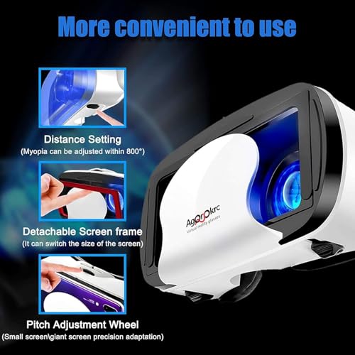 Image of VR Headset with Controller Adjustable 3D VR Glasses Virtual Reality Headset HD Blu-ray Eye Protected Support 5~7 Inch for Phone /Android