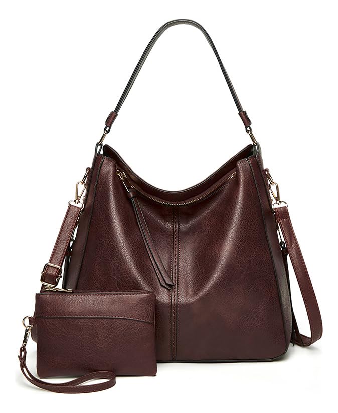 Bolsa Grande Feminina Transversal Moderna Luxo E Carteira (Marrom-escuro)