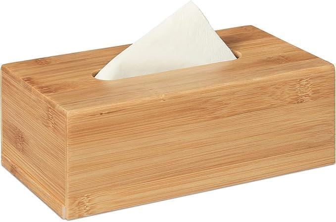 Bamboo Tissue Box 23CM Wooden Tissues Holder Rectangular Modern Minimalistic Natural Eco-Friendly Bamboo Tissue Case with Smooth Finish