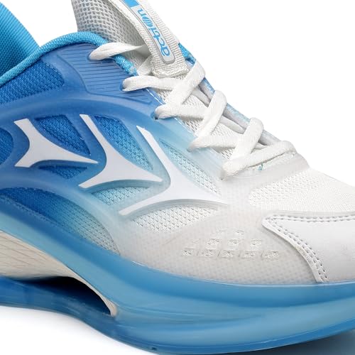 Image of Action | Athleo | TURBO-403 | Men's | Lace-Up | Running | Shoes | Trendy | Lightweight | Comfortable | Durable | Sports | Shoes White-Sky-Blue