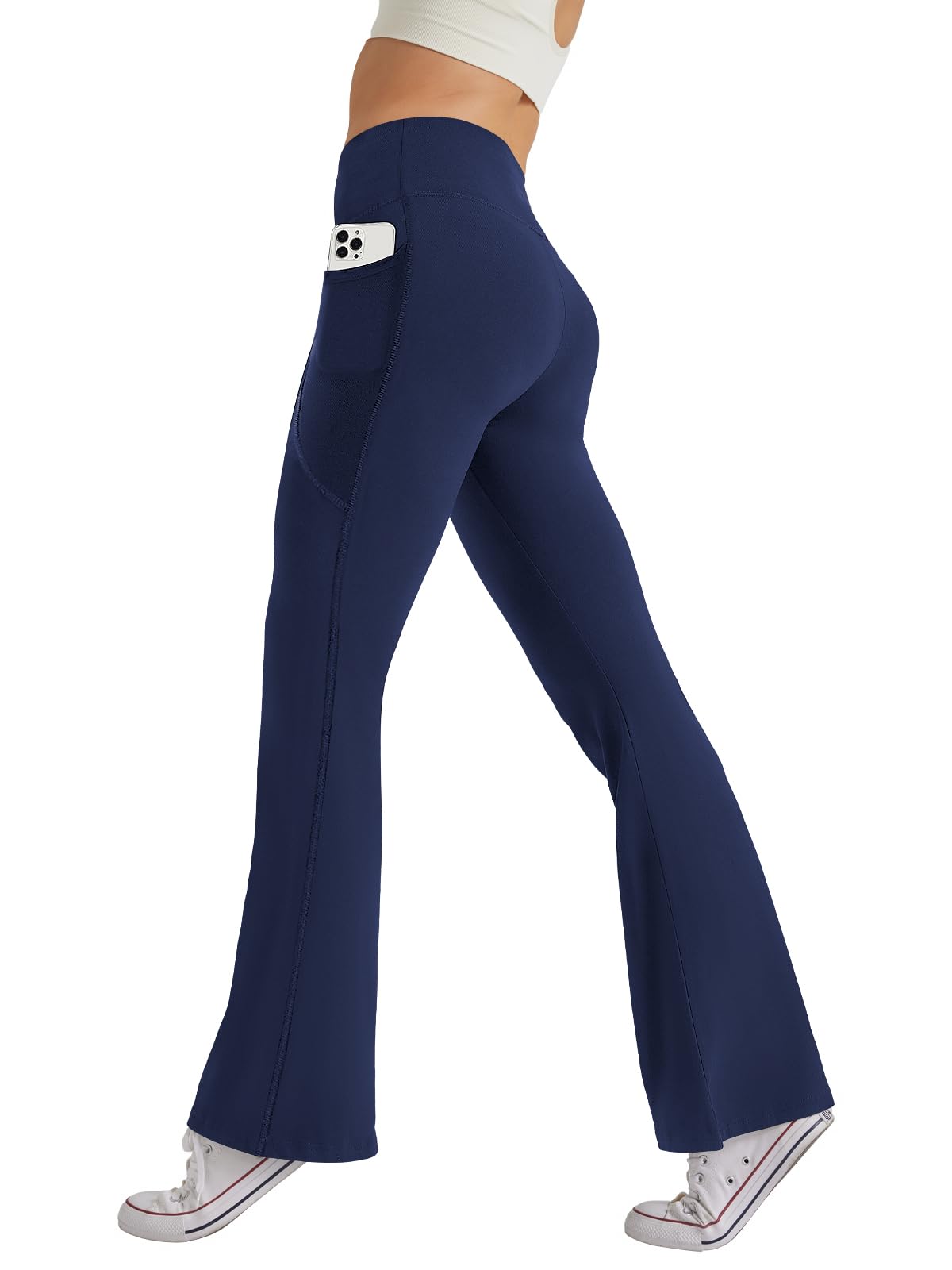 SEAJOJO Women's High Waist Flare Yoga Pants Tummy Control Casual Bootcut Leggings with Side Pockets
