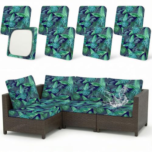 Joy Bubble 8 Pack Outdoor Cushion Covers Water Resistant High Stretch Fit Patio Cushion Covers 180g Couch Seat Slipcovers Machine Washable Pet & Kids Friendly Home Refresh 20-27 Inch