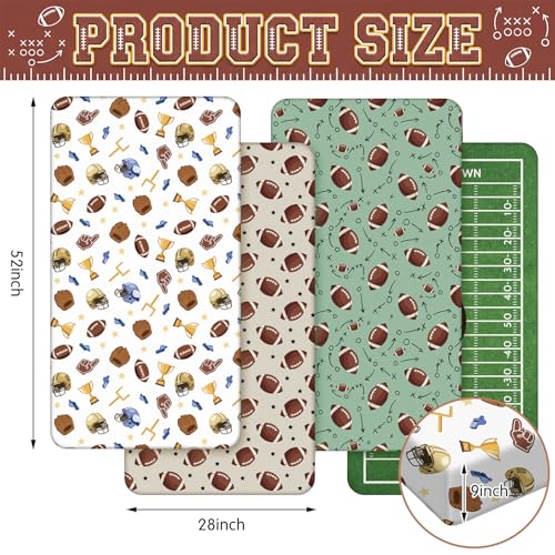 Image of Vitalcozy 4 Pcs Football Crib Sheet for Standard Nursery Decor