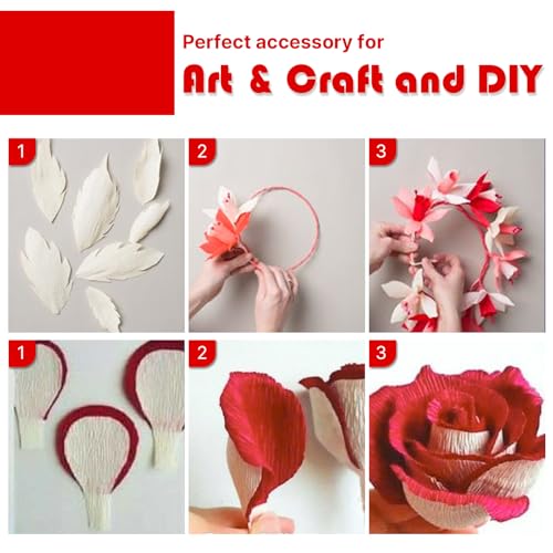 Image of PartyWoo Red Crepe Paper Streamers 6 Rolls 492 ft Pack of Red Crepe Paper for Graduation Christmas Valentine's Day Independence Day Wedding Birthday Party Decorations (1.8 Inch x 82 Ft /Roll), Red-01