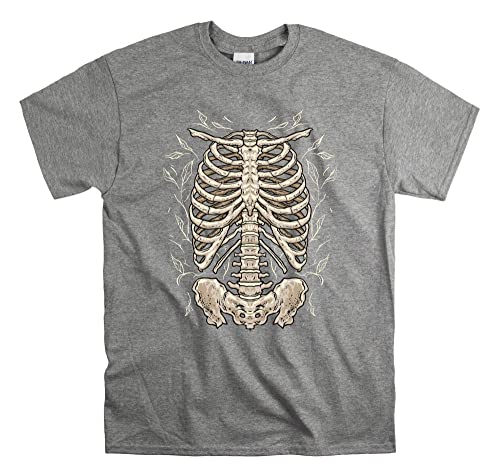 T-shirt Squelette Poitrine Os Unisexe XL - Vêtement Gris Sport de Mode Anatomy