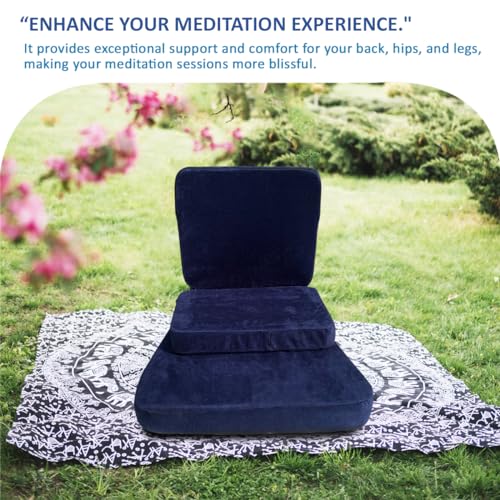 Image of Kawachi 90 Yoga Meditation Floor Chair Premium Foldable Seating with Fixed Upright Back Support, Ideal for Yoga, Gaming, Office, Mindfulness, and Home Floor Seating Comfort Chair-Blue