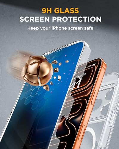 Image of miracase for iPhone 17 Pro Privacy Series Case, Magsafe, Clear | Built-in Privacy Screen Protector | 360 Full Protection | Colored Bezel & Clear Back | Shock-Absorbent | 6,3 Inch