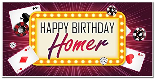 Las Vegas Poker Birthday Banner Personalized Party Decoration Backdrop