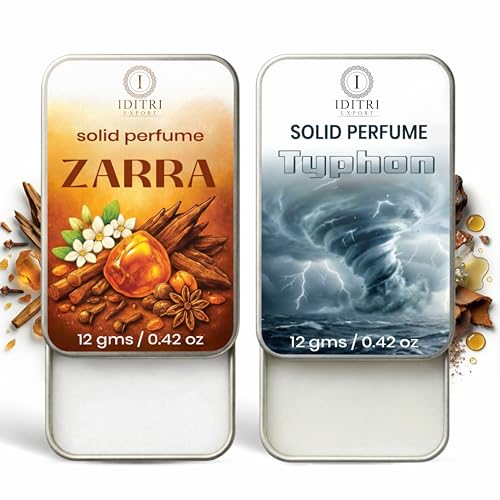 Image of IDITRI EXPORT Solid Perfume |zarra&Typhon Alcohol Free Wax Perfume Balm, Long Lasting | Pocket Tin 12g, Pack Of 2| Non Greasy Smooth Glide, Travel Friendly Men And Women