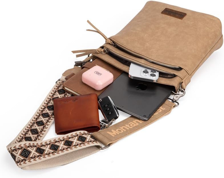 Montana West Double Compartments Cross Body Bag for Women with Adjustable Strap and Specialized Pocket - Image 7